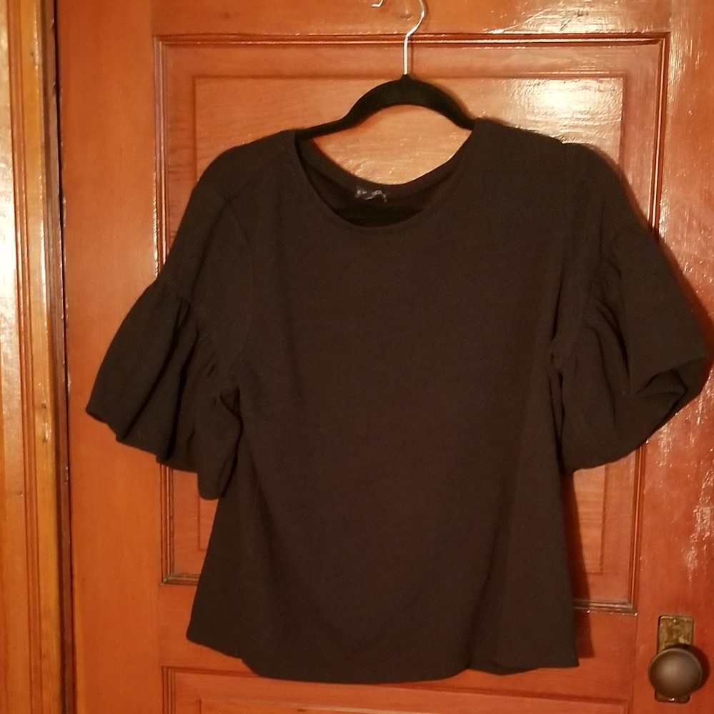 Express black ruffle sleeve top